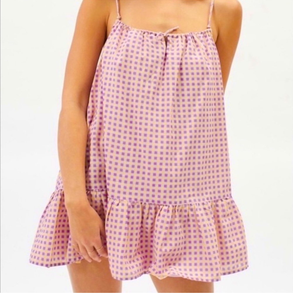 Urban Outfitters Pink and Purple Checkered Chemise